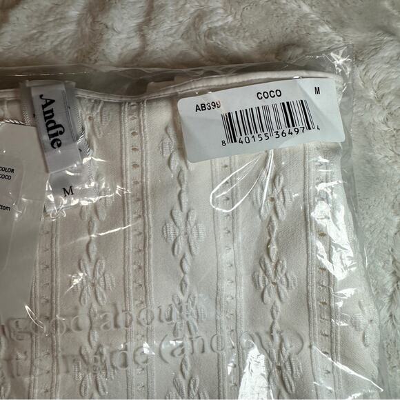 Andie Size M Coconut White Embroidered The 90s High Waisted Bikini Bottom Resort - Picture 4 of 7